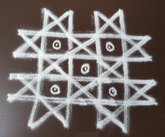 Star Kolam Design med prikker