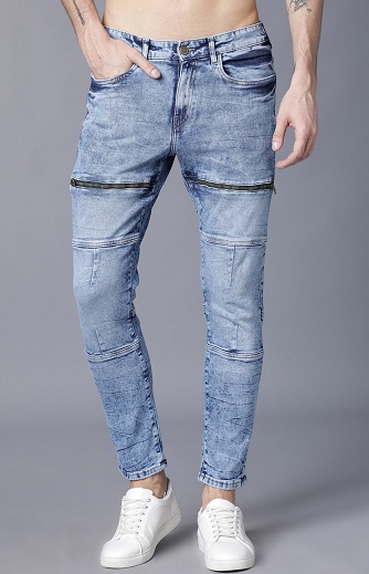 Blå falmede jeans