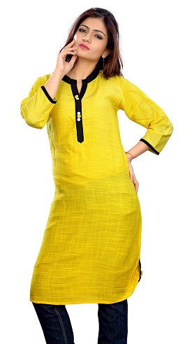 Khadi Cotton Bright Yellow Kurta