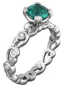 Delikat Leaf Emerald forlovelsesring