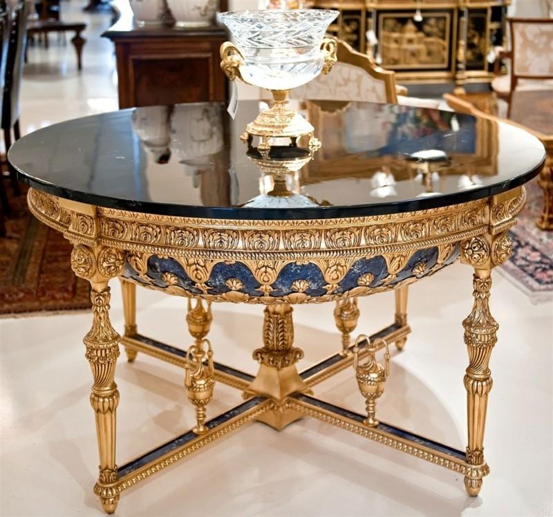 empire -tyyliset huonekalut sisustusideoita puukalusteet sohvapöytä pyöreä