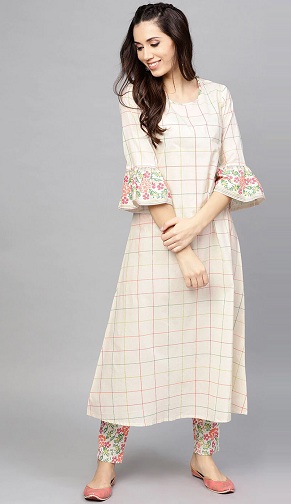 Bomulds Check A-Line Kurti