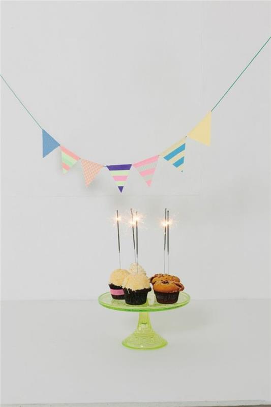 syntymäpäiväjuhlat koristeet washi -teipien seppeleitä cupcakes sparklers