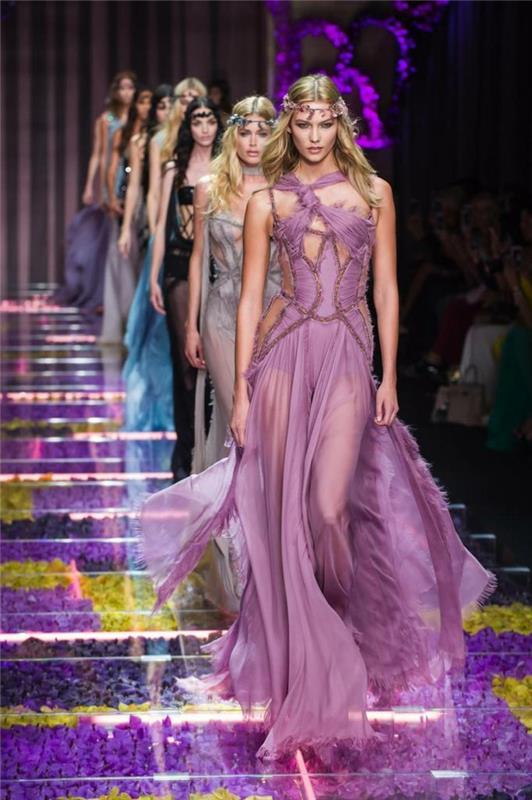 pitkät cocktail -tyylikkäät iltapuvut haute couture 2016 donatella versace