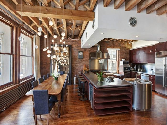 moderni sisustus ruokasali keittiö design keittiö saari puulattia new york city huoneisto