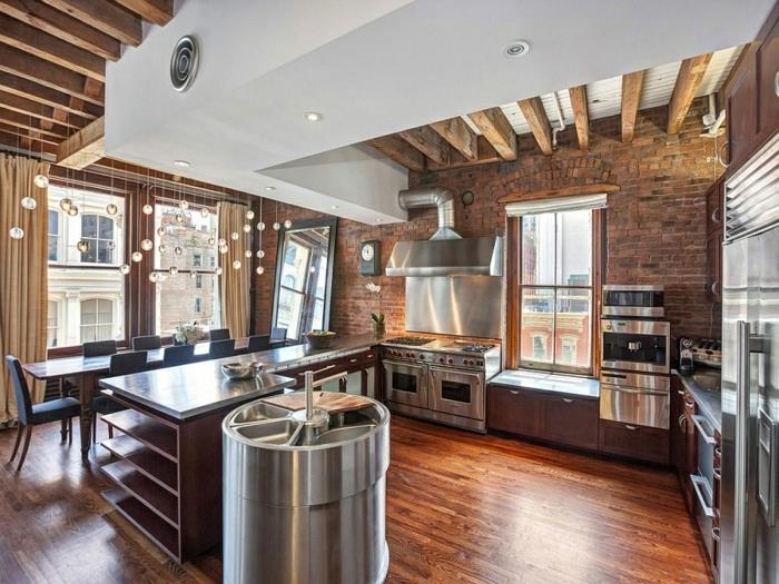 moderni sisustus moderni keittiö design keittiö saari puulattia new york city huoneisto