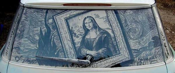 autot taide pölymaalaus mona lisa