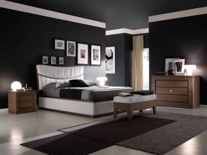 musta seinämaali kotiideoita makuuhuoneen matot valot