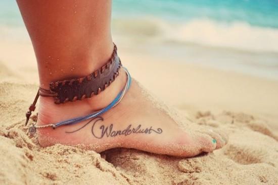 wanderlust tatuointiideoita jalka sivuttain