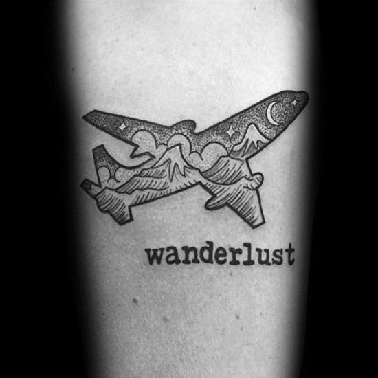 wanderlust tatuointiideat vuoret lentokone