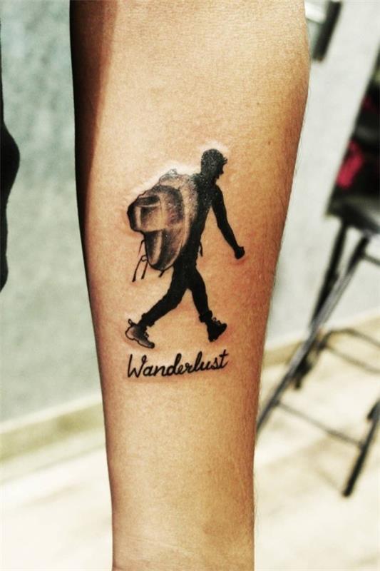 wanderlust tatuointiideoita kyynärvarren pieni